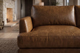 Serena chaise Sectional in distressed Italian aniline leather