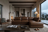 Serena chaise Sectional in distressed Italian aniline leather