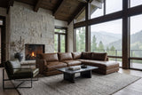 Serena chaise Sectional in distressed Italian aniline leather
