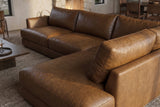 Serena chaise Sectional in distressed Italian aniline leather