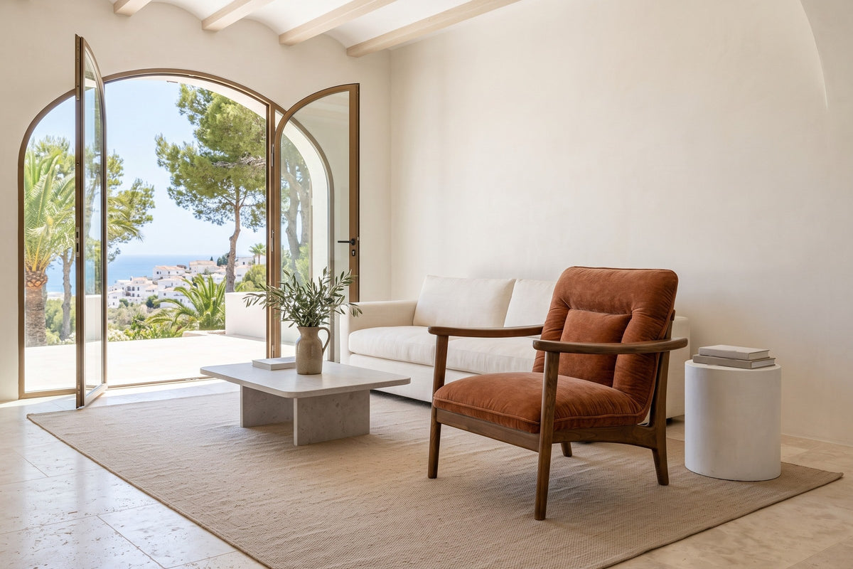 Servigliano accent chair in Rust in an Altea hillside villa on the Costa Blanca