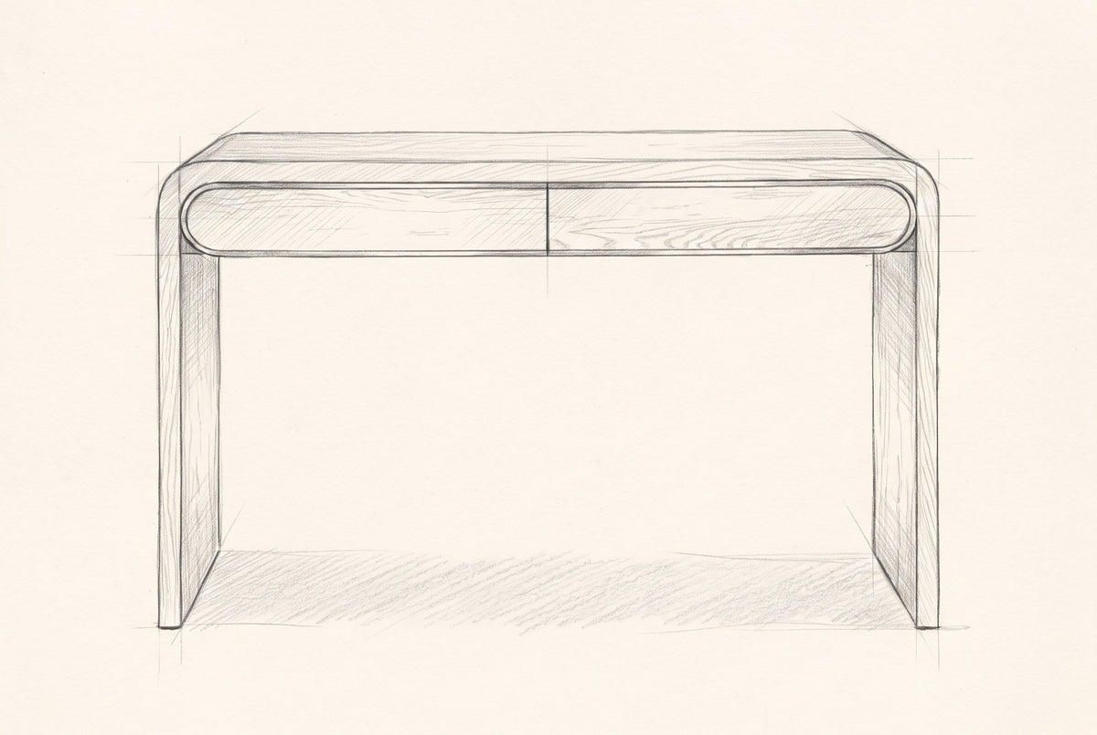 Pencil drawing of the Sestri console table, front view