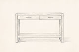 Pencil drawing of the Sibari console table, front view