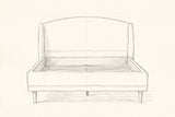 Pencil drawing of the Sirmione bed traced from the front view