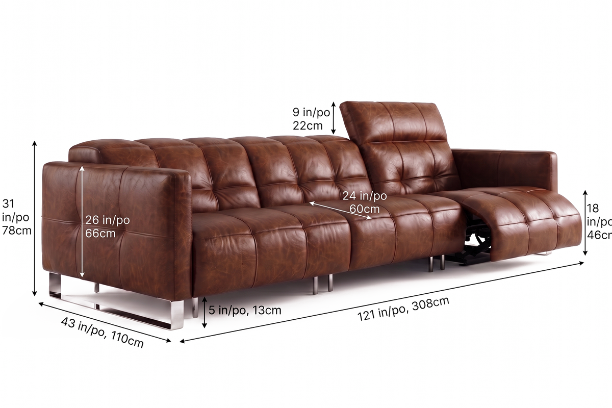 Sofia Distressed Italian Aniline Leather Dual Reclining Sofa
