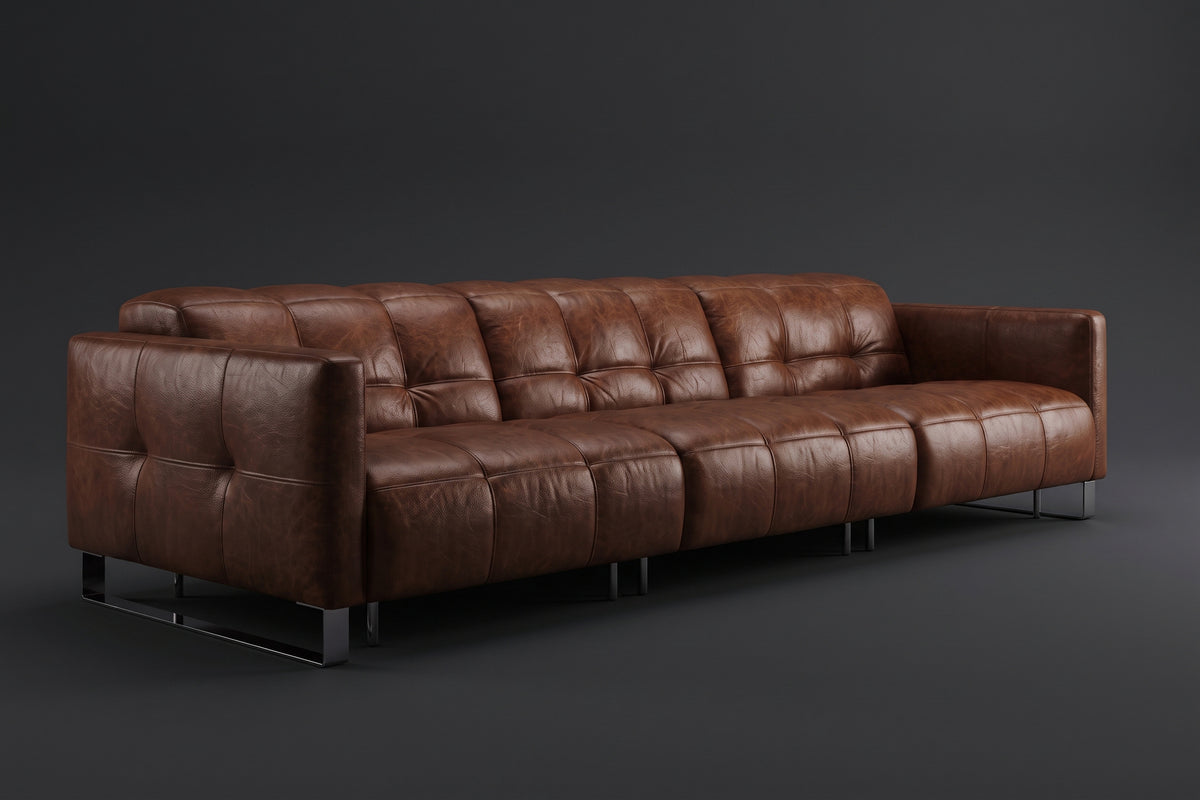 Sofia Distressed Italian Aniline Leather Dual Reclining Sofa