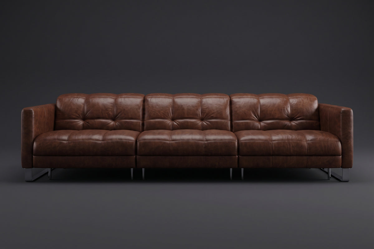 Sofia Distressed Italian Aniline Leather Dual Reclining Sofa