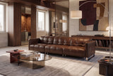 Sofia Distressed Italian Aniline Leather Dual Reclining Sofa