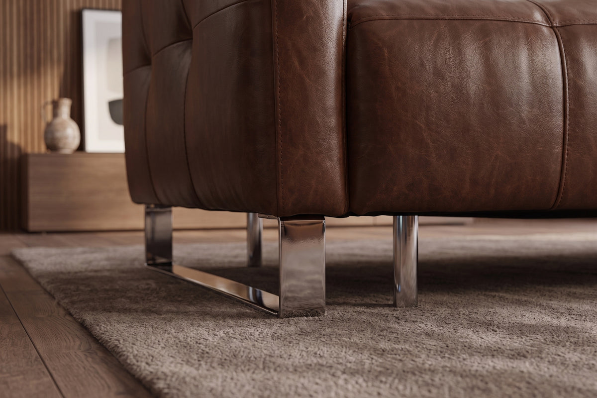 Sofia Distressed Italian Aniline Leather Dual Reclining Sofa