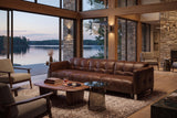 Sofia Distressed Italian Aniline Leather Dual Reclining Sofa
