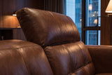 Sofia Distressed Italian Aniline Leather Dual Reclining Sofa