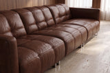 Sofia Distressed Italian Aniline Leather Dual Reclining Sofa