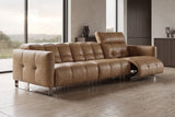 Sofia Distressed Italian Aniline Leather Dual Reclining Sofa