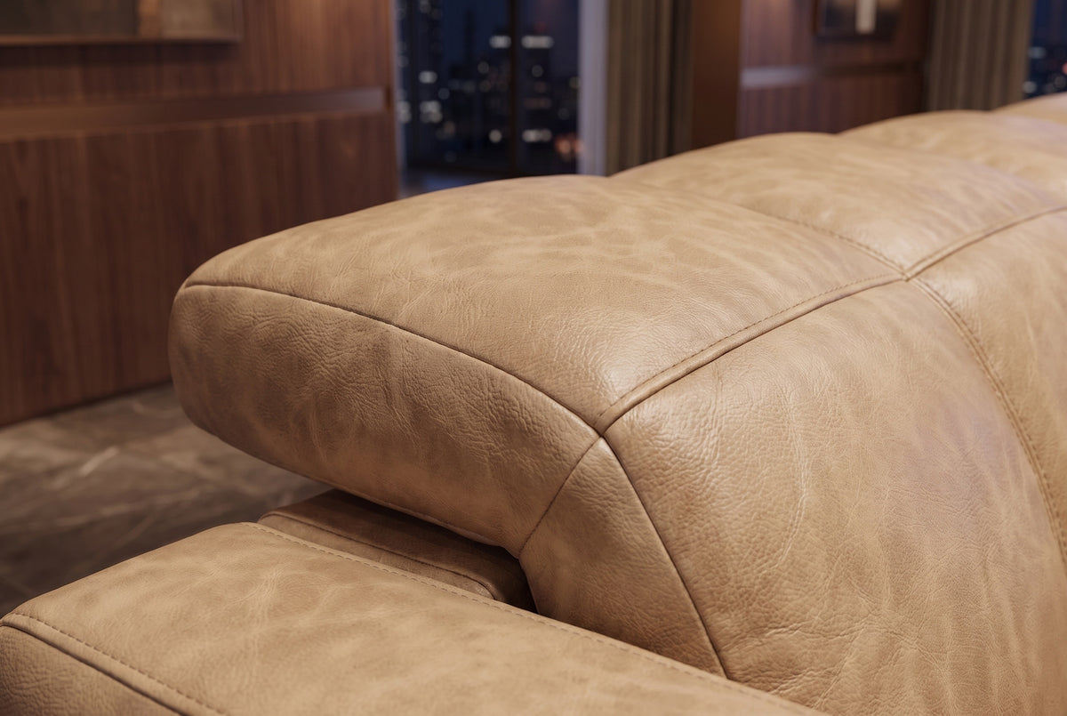 Sofia Distressed Italian Aniline Leather Dual Reclining Sofa
