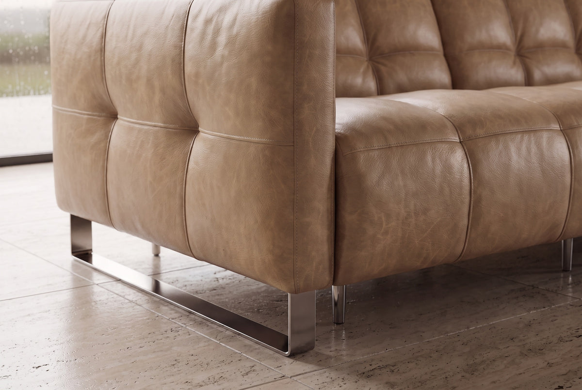 Sofia Distressed Italian Aniline Leather Dual Reclining Sofa