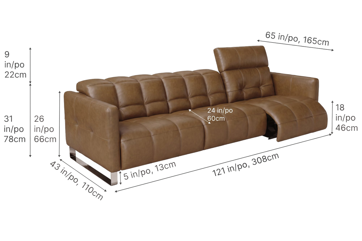 Sofia dual Reclining Sofa in distressed Italian aniline leather