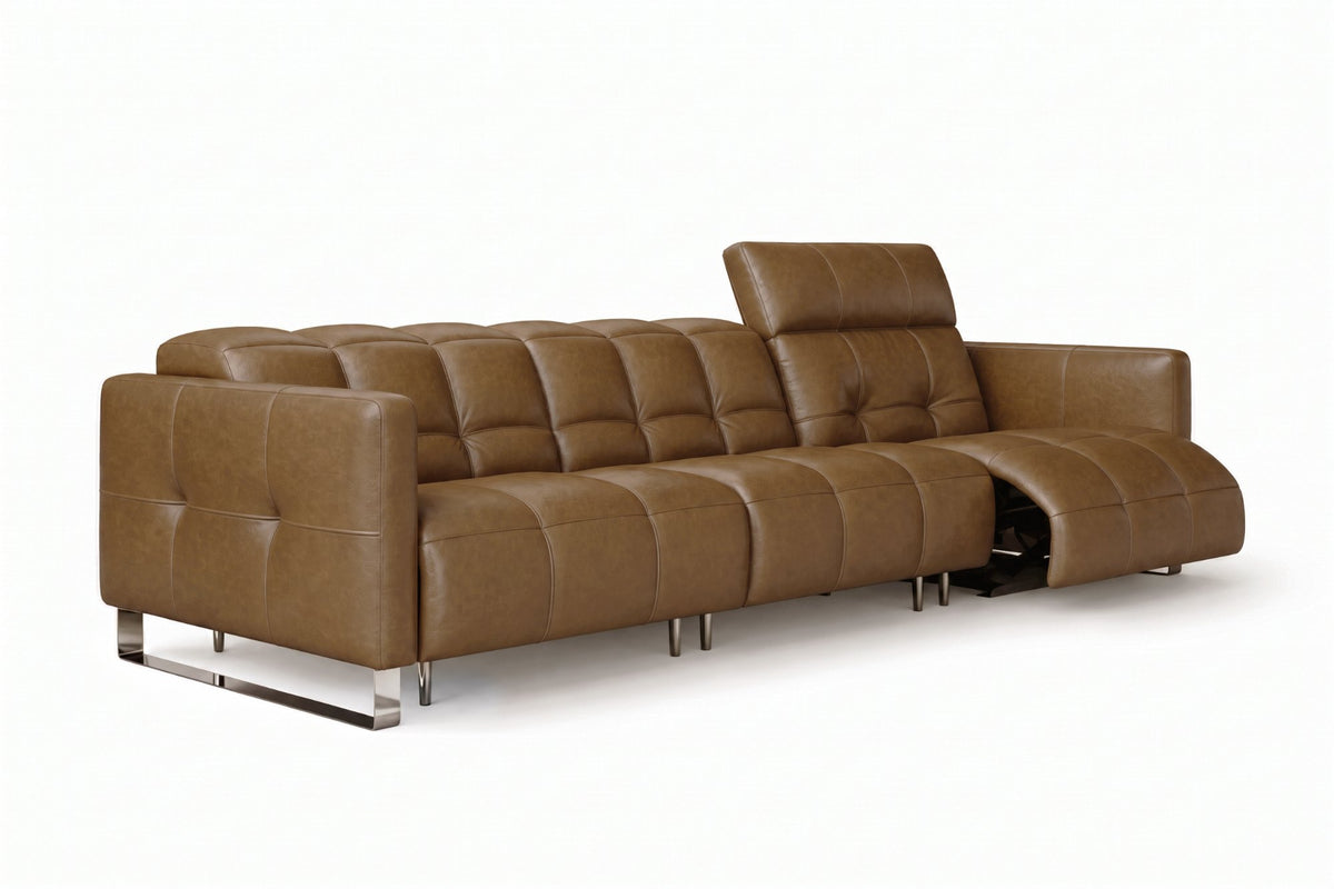 Sofia dual Reclining Sofa in distressed Italian aniline leather