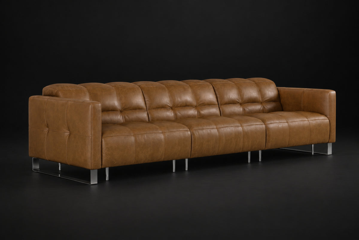 Sofia Distressed Italian Aniline Leather Dual Reclining Sofa