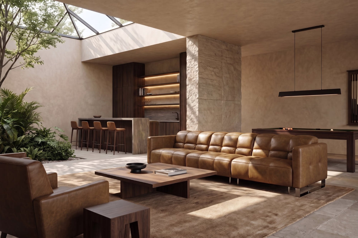 Sofia dual Reclining Sofa in distressed Italian aniline leather