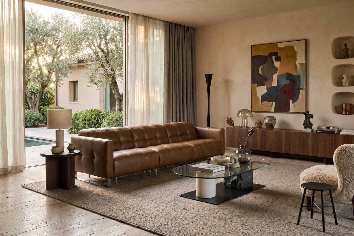 Sofia dual Reclining Sofa in distressed Italian aniline leather
