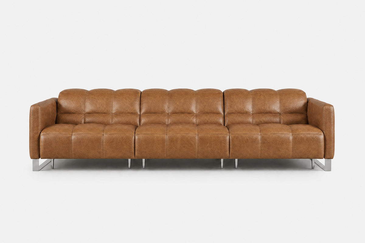 Sofia Distressed Italian Aniline Leather Dual Reclining Sofa