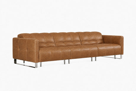 Sofia Distressed Italian Aniline Leather Dual Reclining Sofa