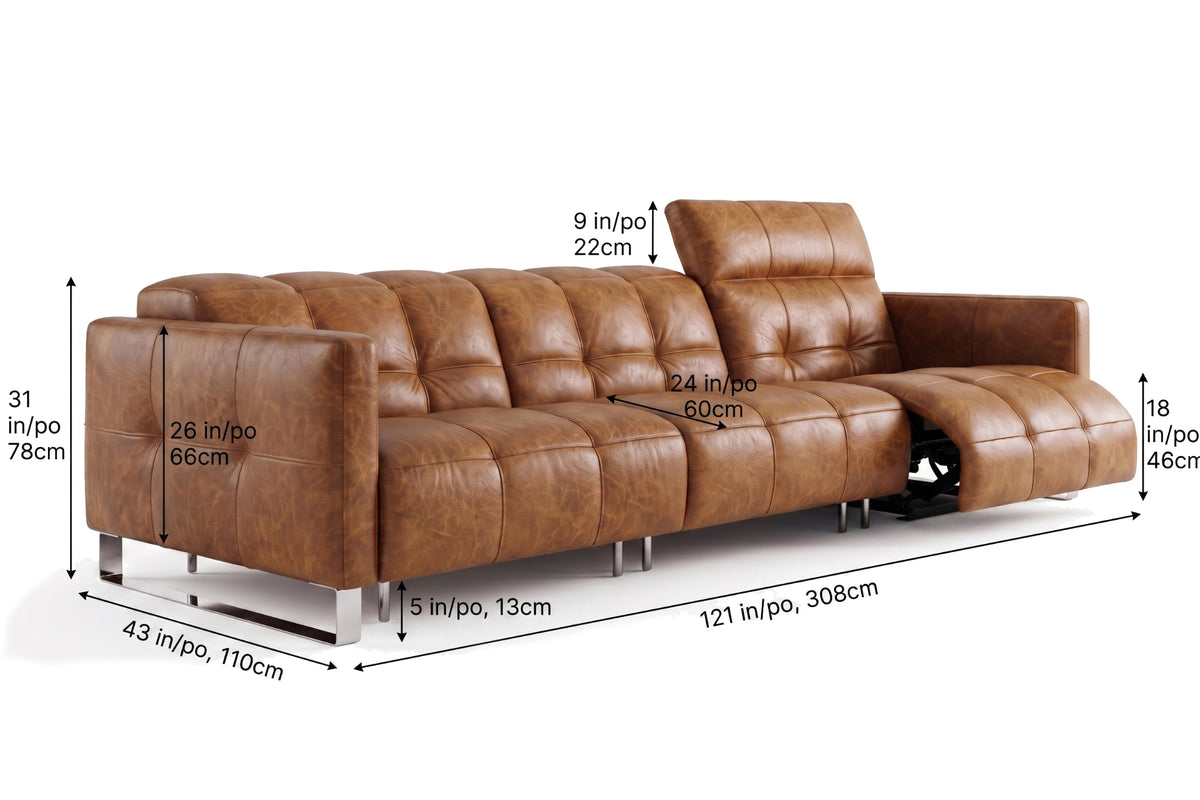 Sofia dual Reclining Sofa in distressed Italian aniline leather