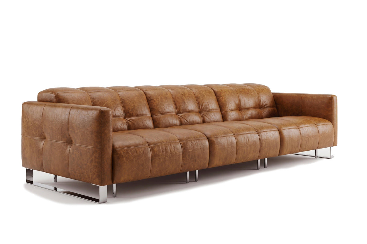 Sofia dual Reclining Sofa in distressed Italian aniline leather