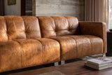 Sofia dual Reclining Sofa in distressed Italian aniline leather