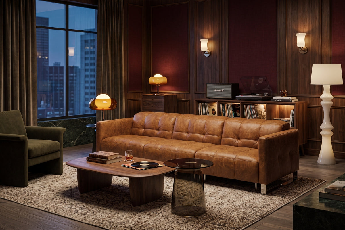 Sofia dual Reclining Sofa in distressed Italian aniline leather