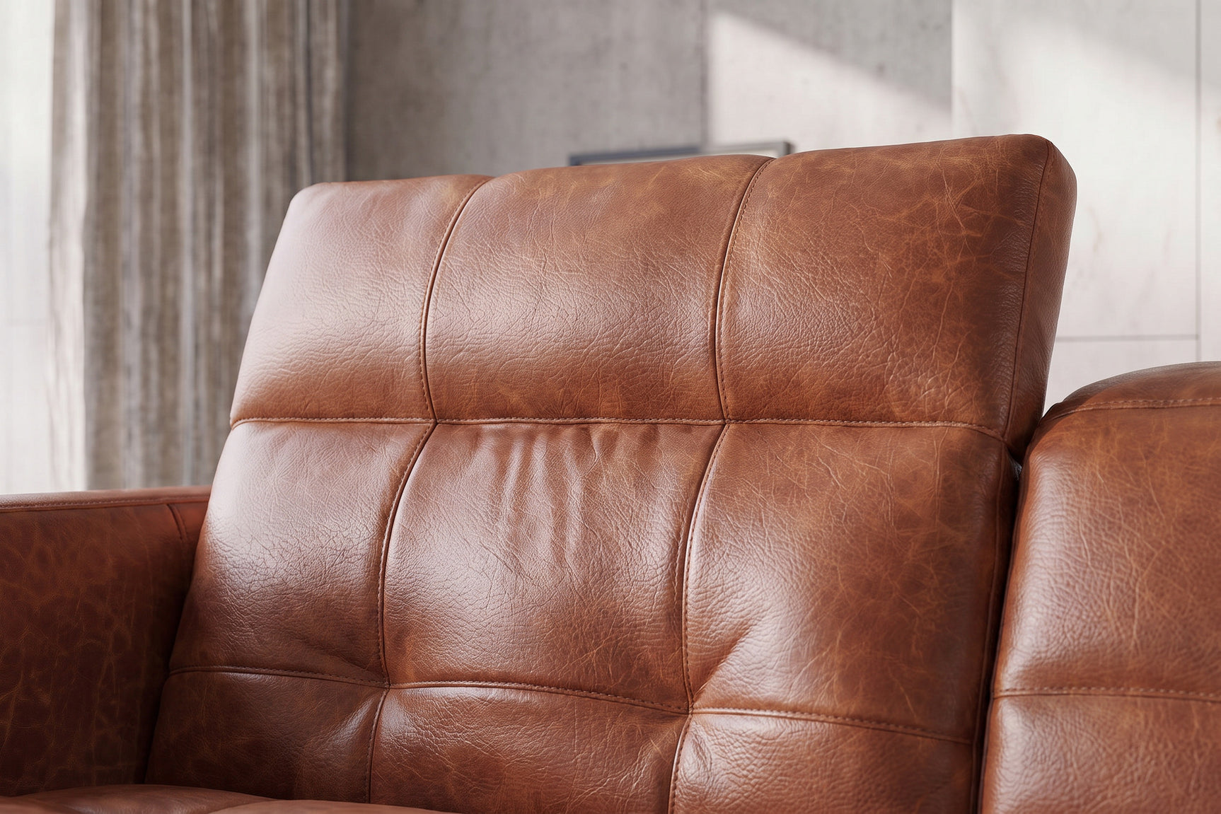 Sofia Distressed Italian Aniline Leather Dual Reclining Sofa