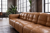 Sofia Distressed Italian Aniline Leather Dual Reclining Sofa