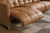 Sofia Distressed Italian Aniline Leather Dual Reclining Sofa