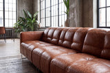Sofia Distressed Italian Aniline Leather Dual Reclining Sofa