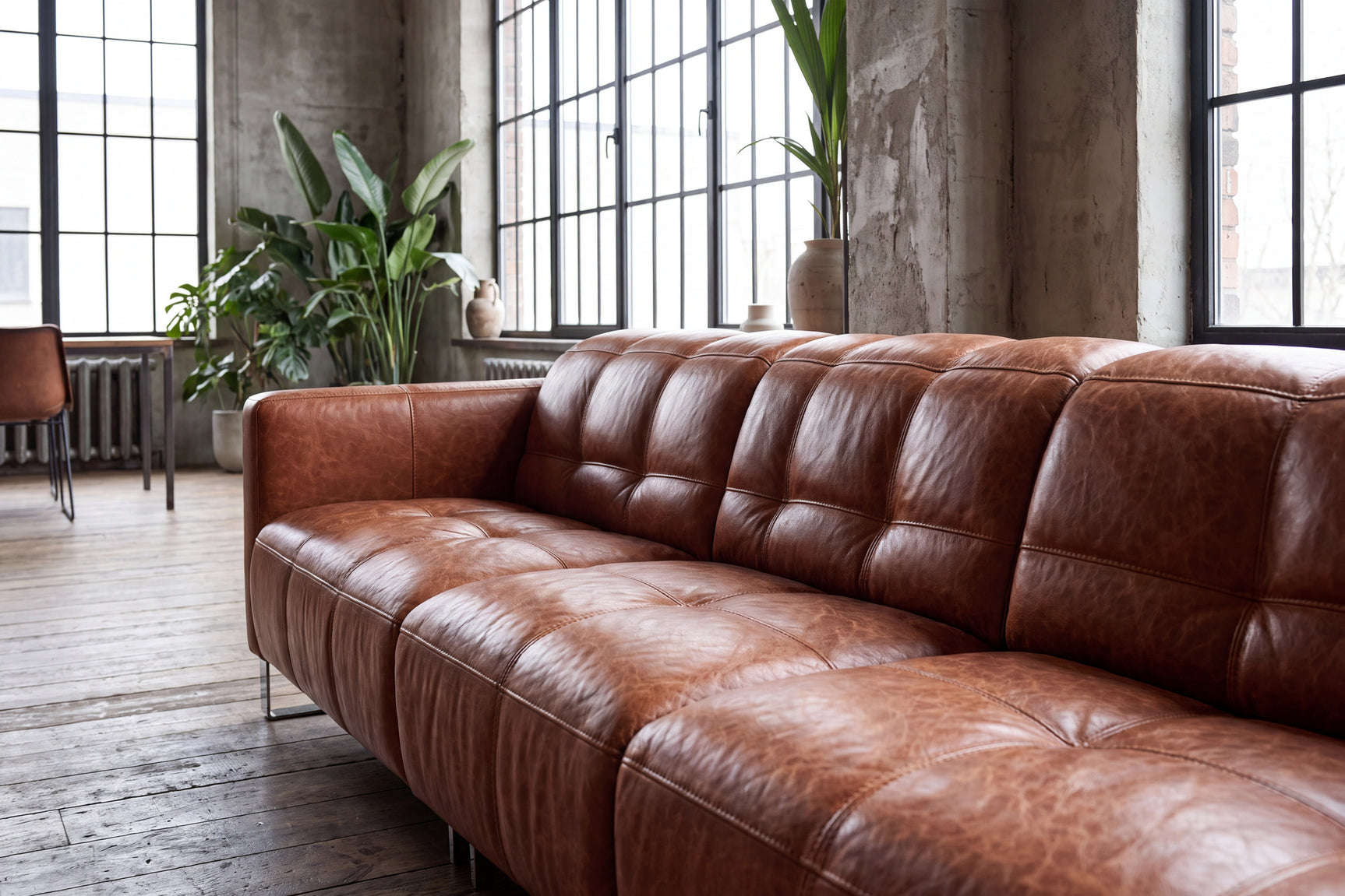 Sofia Distressed Italian Aniline Leather Dual Reclining Sofa