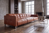 Sofia Distressed Italian Aniline Leather Dual Reclining Sofa