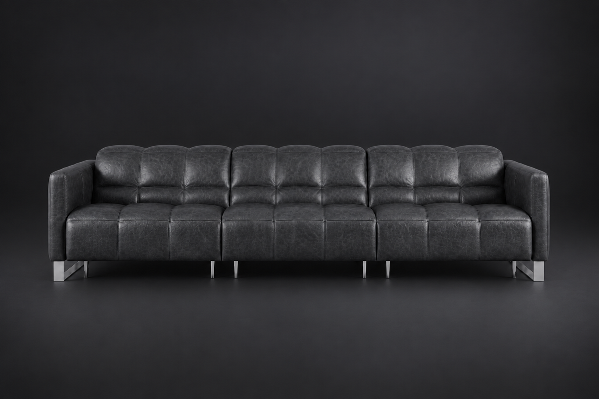 Sofia Distressed Italian Aniline Leather Dual Reclining Sofa
