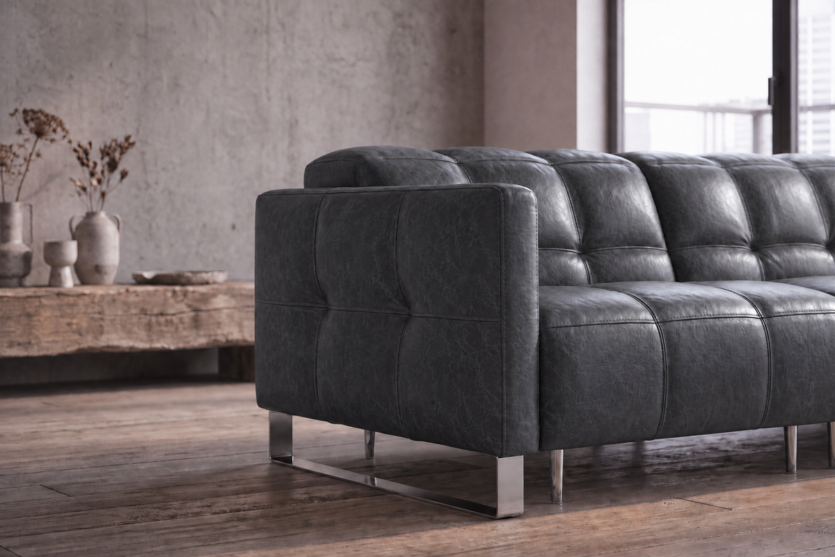 Sofia Distressed Italian Aniline Leather Dual Reclining Sofa