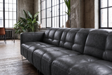 Sofia Distressed Italian Aniline Leather Dual Reclining Sofa