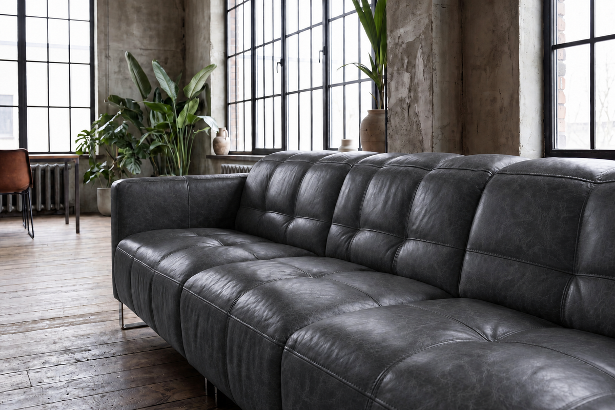 Sofia Distressed Italian Aniline Leather Dual Reclining Sofa