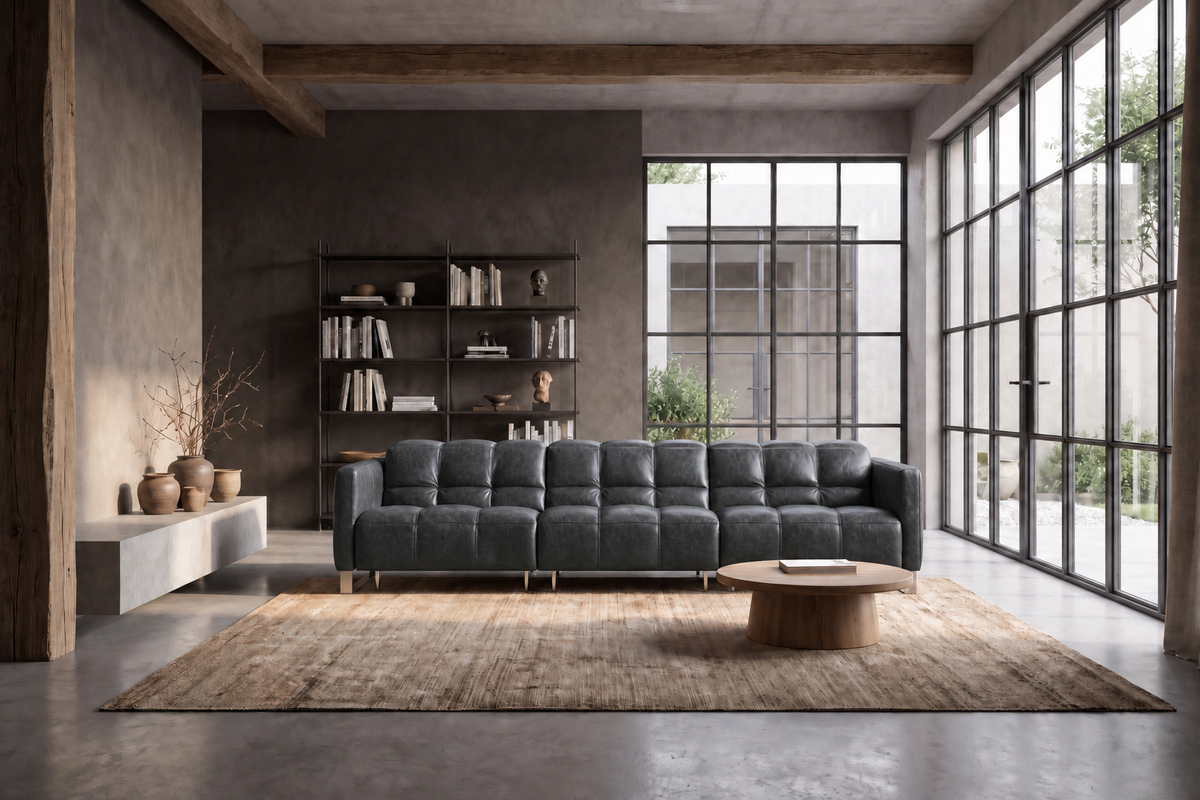 Sofia Distressed Italian Aniline Leather Dual Reclining Sofa