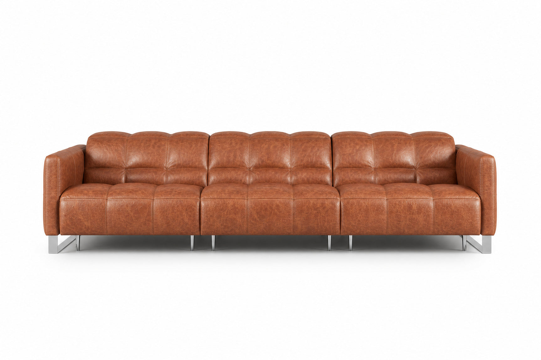 Sofia Distressed Italian Aniline Leather Dual Reclining Sofa