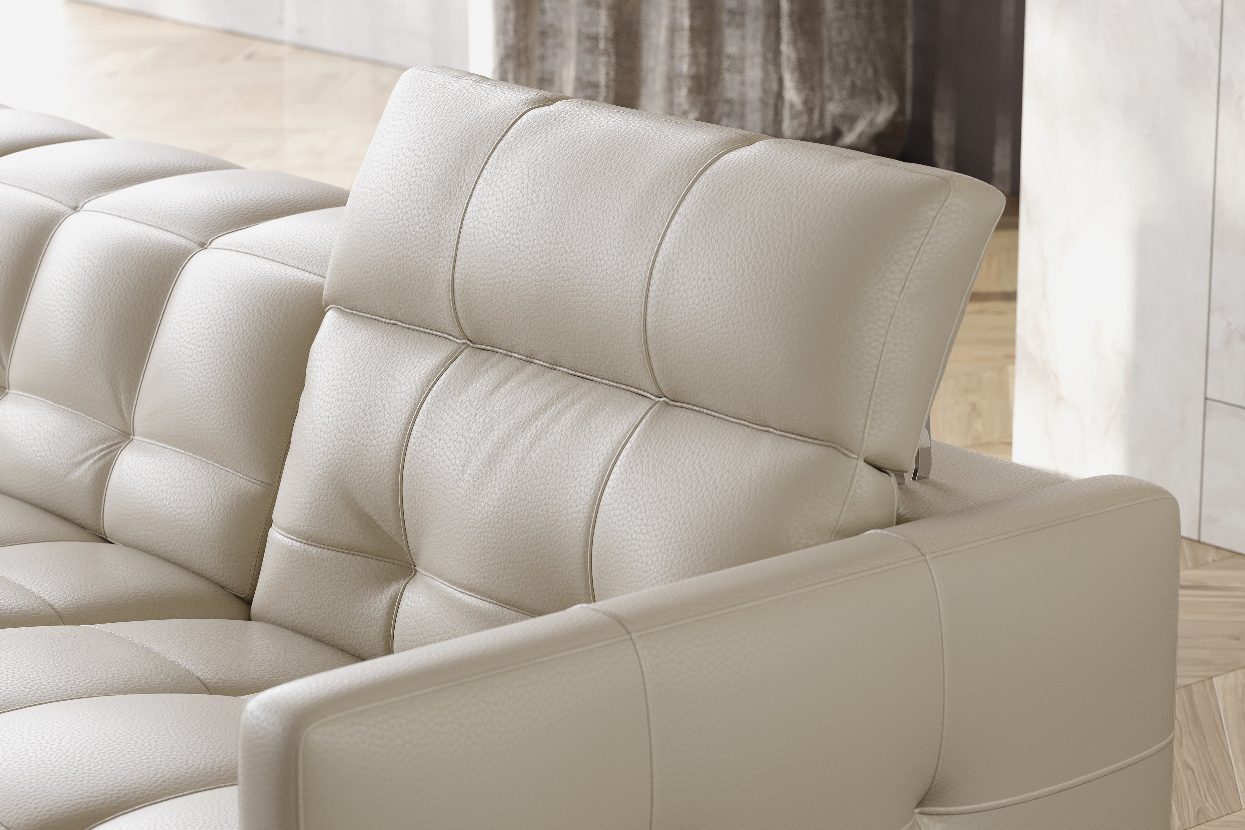 Valencia Sofia Leather Three Seats Power Recliner Sofa, Cream