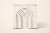 Pencil drawing of the Sondrio side table traced from the front view