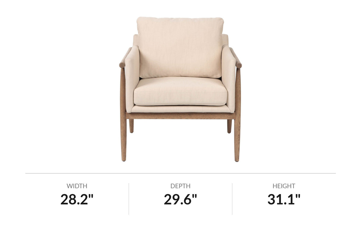 Soren accent chair dimensions: 28.2 in wide, 29.6 in deep, 31.1 in high
