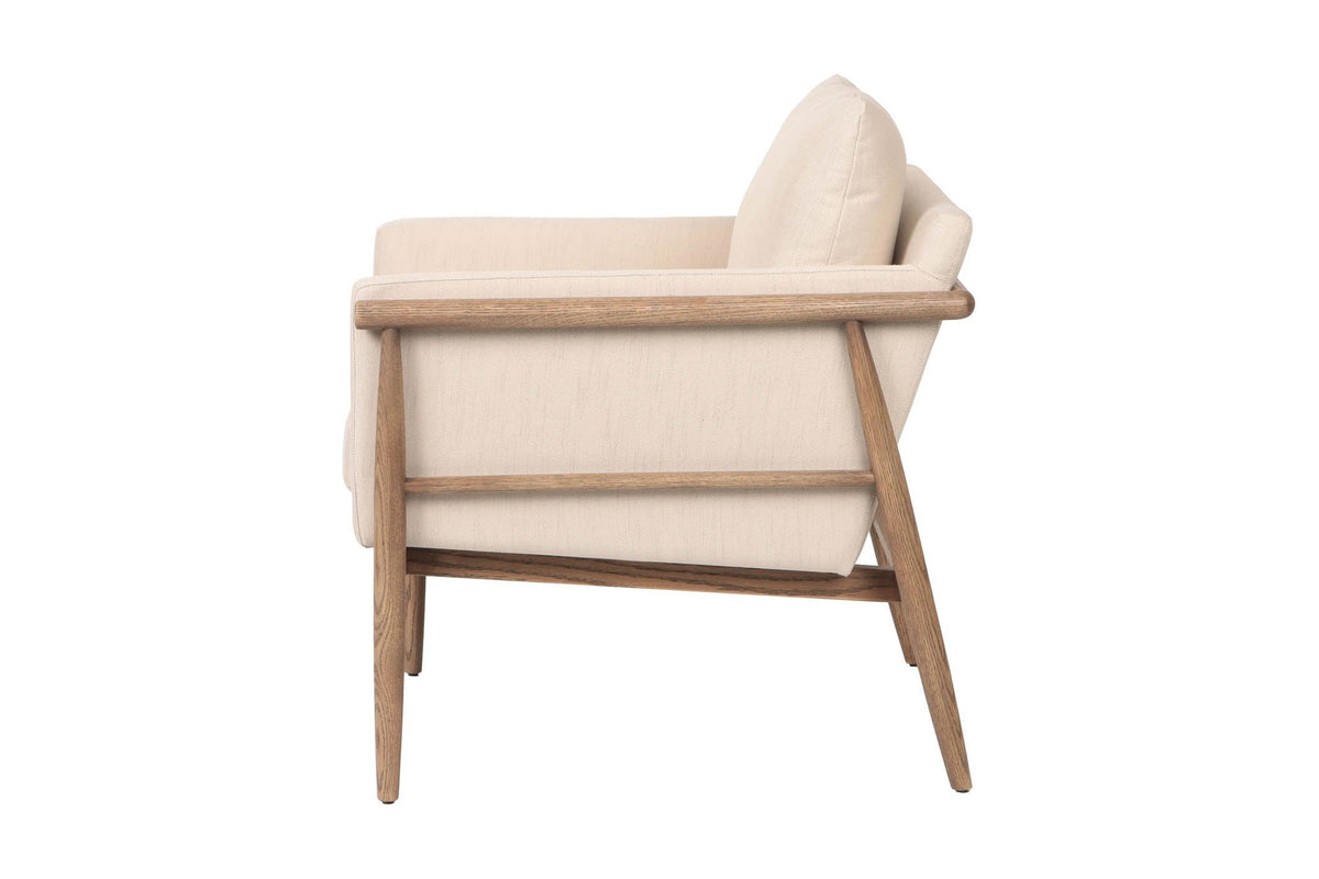 Soren ash wood accent chair, side view showing the open frame