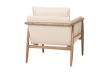 Soren accent chair in beige fabric, rear three-quarter view