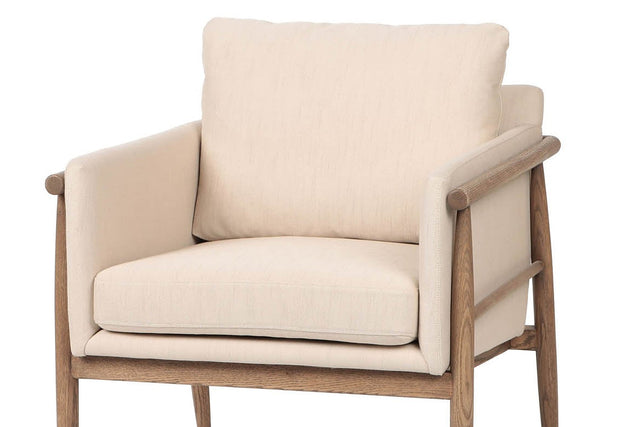 Soren Ash Wood Fabric Accent Chair - Removable, Reversible Cushions