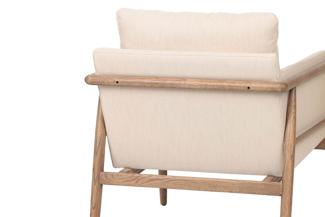 Soren Ash Wood Fabric Accent Chair - Wood-Capped Arms