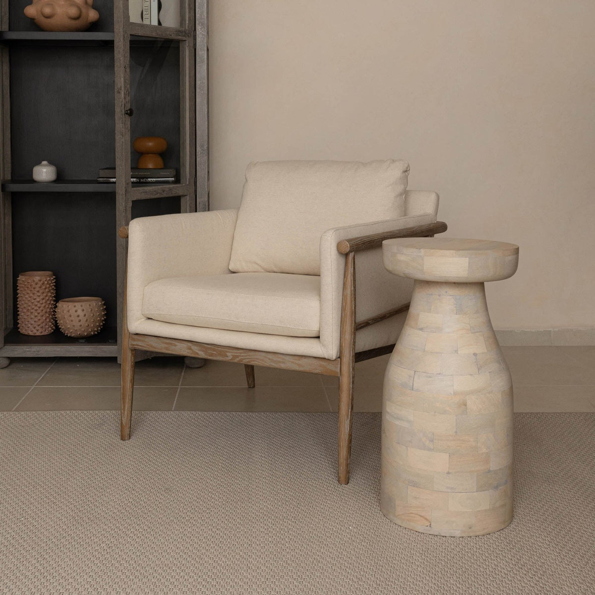 Soren Ash Wood Fabric Accent Chair
